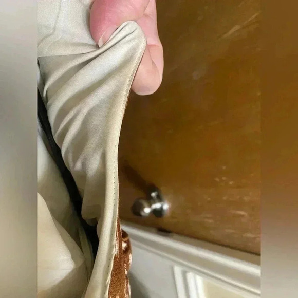 Zara Woman Ruffled Long Sleeve Brown White Polka Dot Animal Print Dress Size XS - Picture 13 of 13